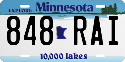 MN license plate 848RAI
