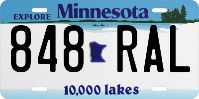 MN license plate 848RAL