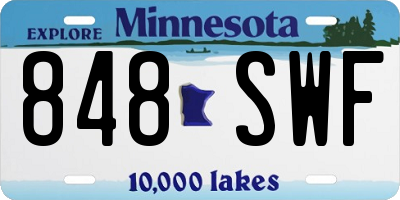 MN license plate 848SWF