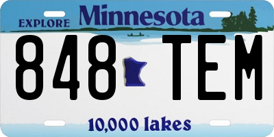MN license plate 848TEM