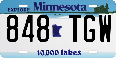MN license plate 848TGW