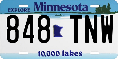 MN license plate 848TNW