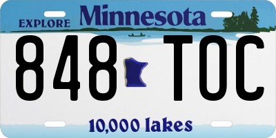 MN license plate 848TOC