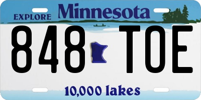 MN license plate 848TOE