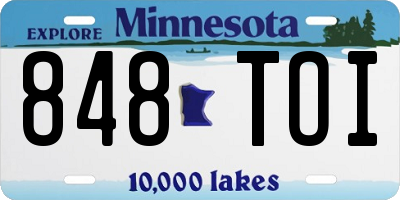 MN license plate 848TOI