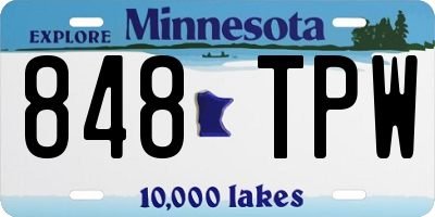 MN license plate 848TPW