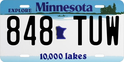 MN license plate 848TUW