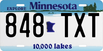 MN license plate 848TXT