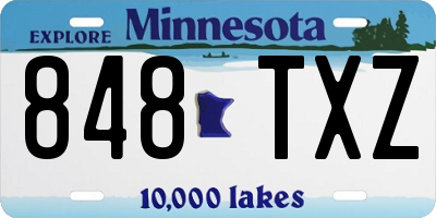 MN license plate 848TXZ