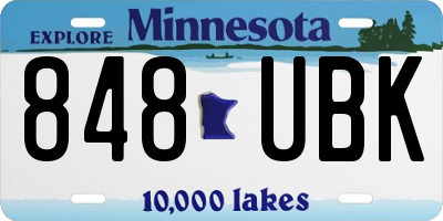 MN license plate 848UBK