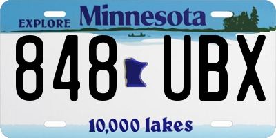 MN license plate 848UBX