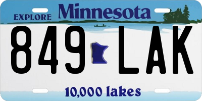 MN license plate 849LAK