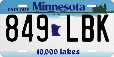 MN license plate 849LBK
