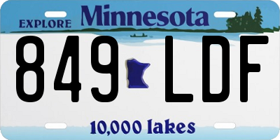 MN license plate 849LDF
