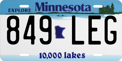 MN license plate 849LEG
