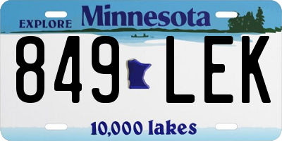 MN license plate 849LEK