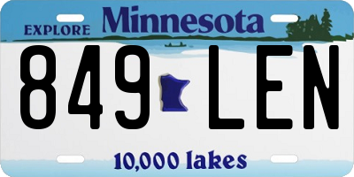 MN license plate 849LEN