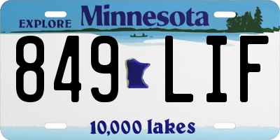 MN license plate 849LIF