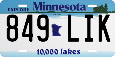 MN license plate 849LIK