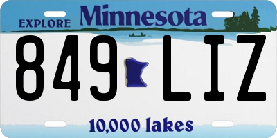 MN license plate 849LIZ