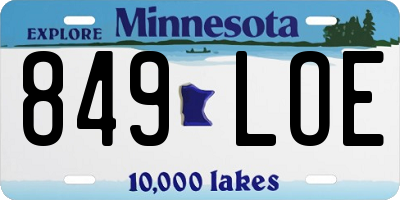 MN license plate 849LOE