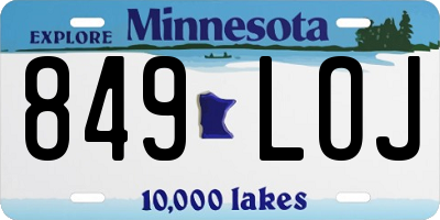 MN license plate 849LOJ