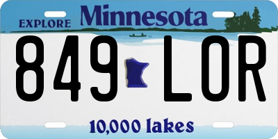 MN license plate 849LOR