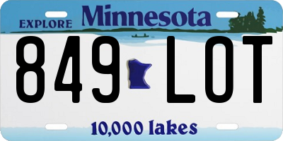 MN license plate 849LOT