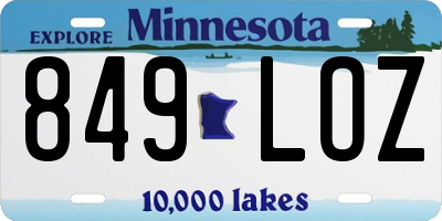 MN license plate 849LOZ