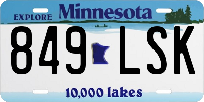 MN license plate 849LSK