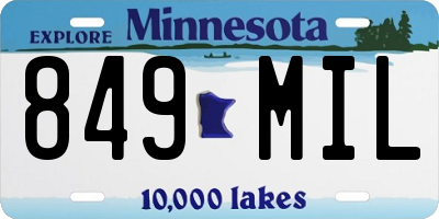 MN license plate 849MIL