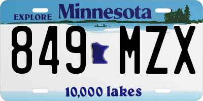 MN license plate 849MZX
