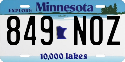 MN license plate 849NOZ