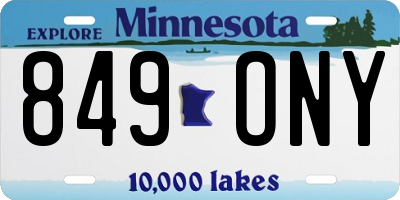 MN license plate 849ONY