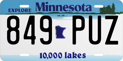 MN license plate 849PUZ