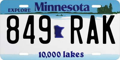 MN license plate 849RAK