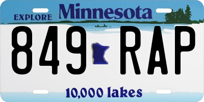 MN license plate 849RAP