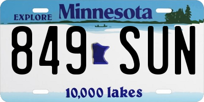 MN license plate 849SUN