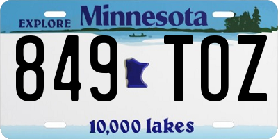 MN license plate 849TOZ