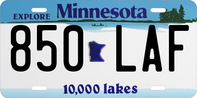 MN license plate 850LAF
