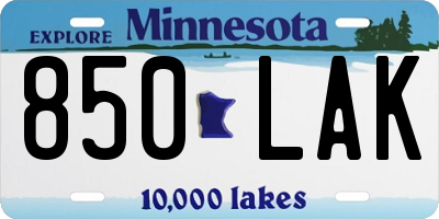 MN license plate 850LAK