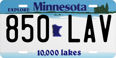 MN license plate 850LAV