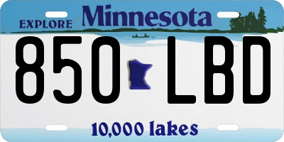 MN license plate 850LBD