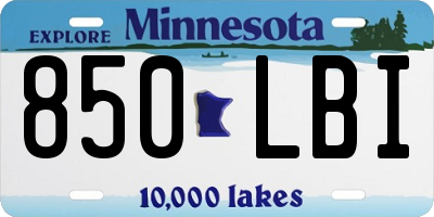 MN license plate 850LBI