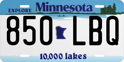 MN license plate 850LBQ