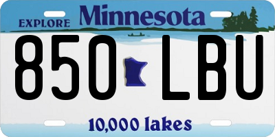 MN license plate 850LBU
