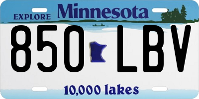 MN license plate 850LBV