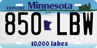 MN license plate 850LBW