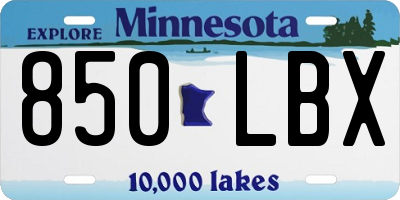 MN license plate 850LBX