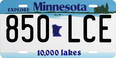 MN license plate 850LCE